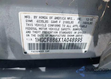 2001 Honda Accord Value Package from USA, damaged, VIN 1HGCF866X1A048995